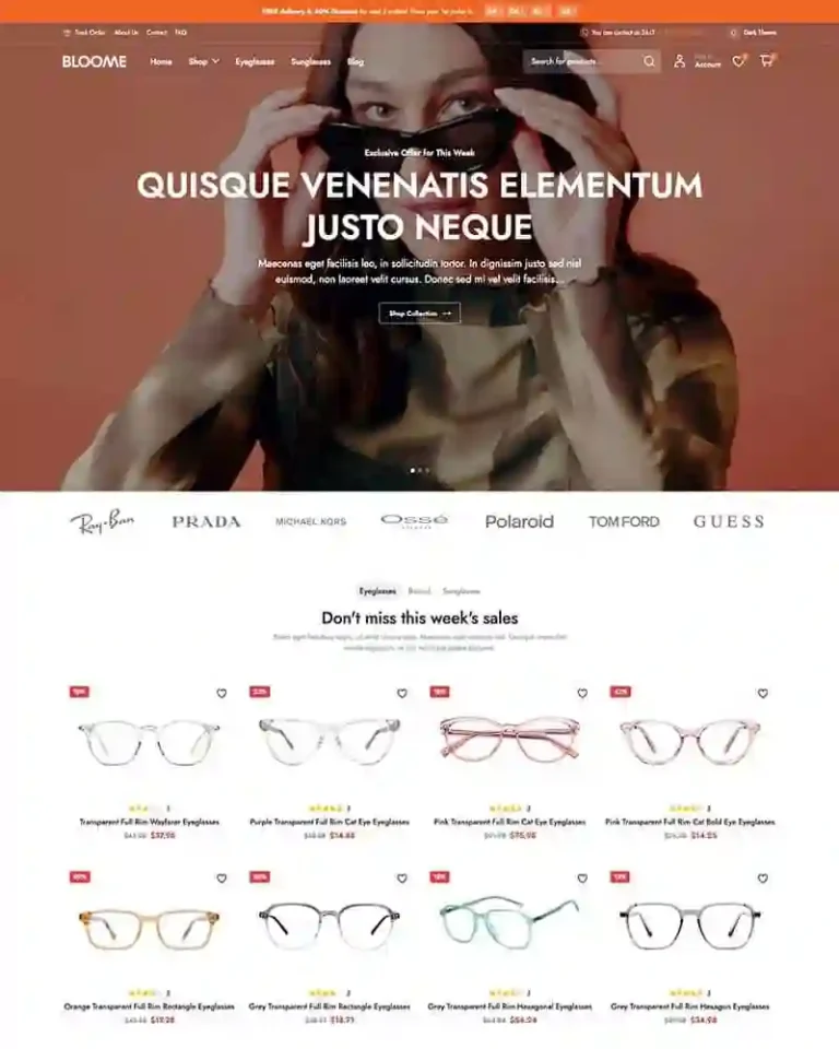 Glasses E-commerce Template