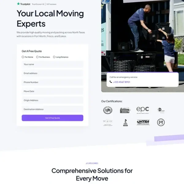 Moving Services Website