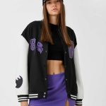 Oversize Bomber College Jacket Printed Fleece Inside - Image 2