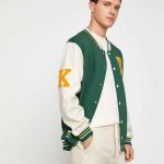 College Jacket Bomber Collar Embroidered Detailed Snap Buttons Pocket - Image 3