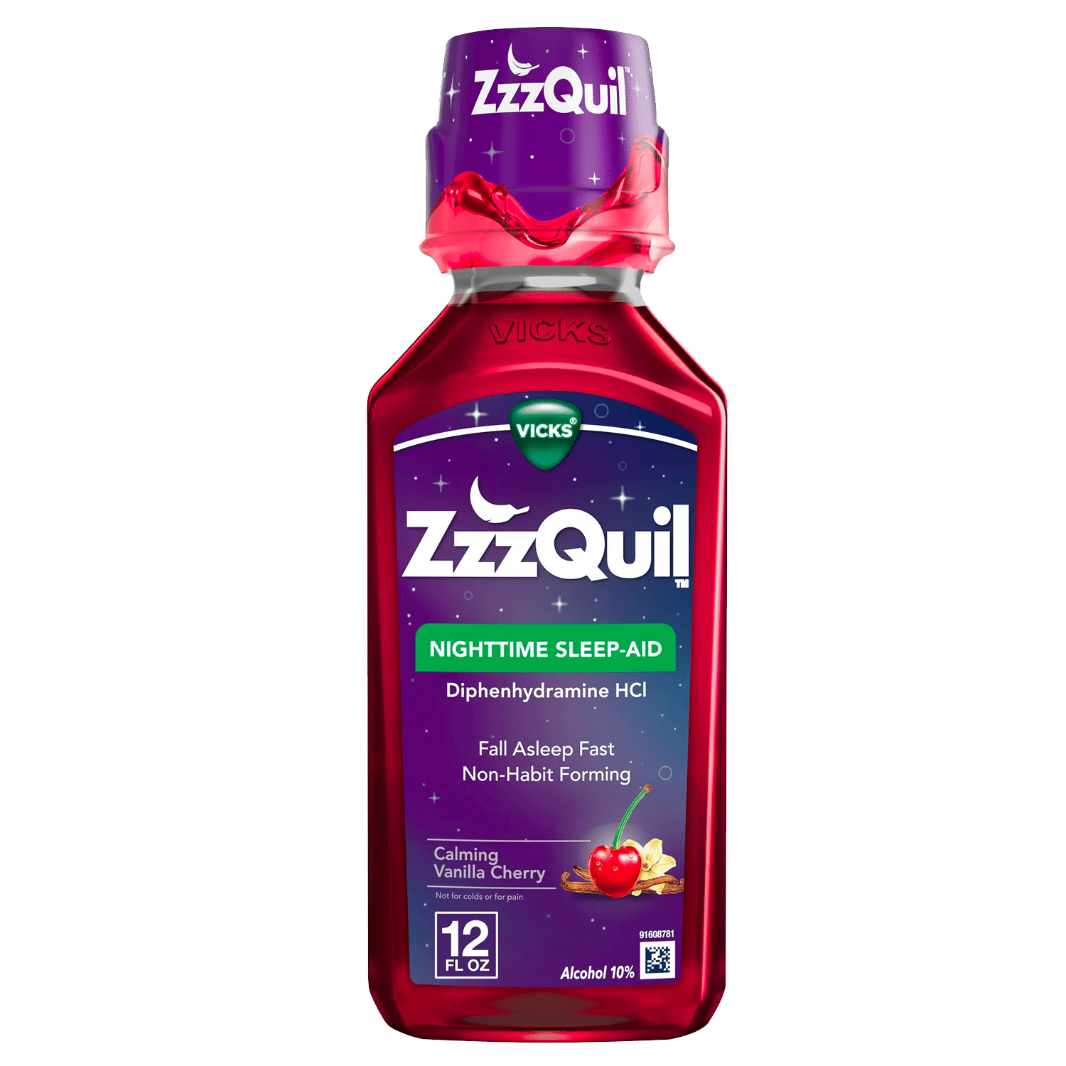 Vicks Zzzquil Nighttime Sleep Aid Liquid, Vanilla Cherry Flavor, 12 fl oz