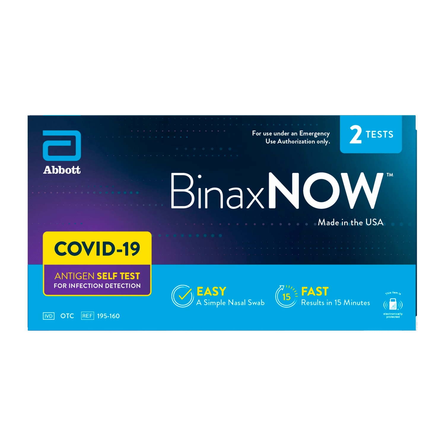 BinaxNOW COVID‐19 Antigen Self Test by Abbott (2 Count)