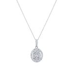 9ct White Gold 0.25ct Diamond Oval Cluster Pendant