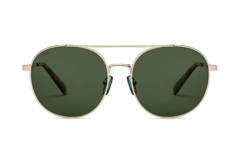 Gold - Green Full Rim Round Sunglasses