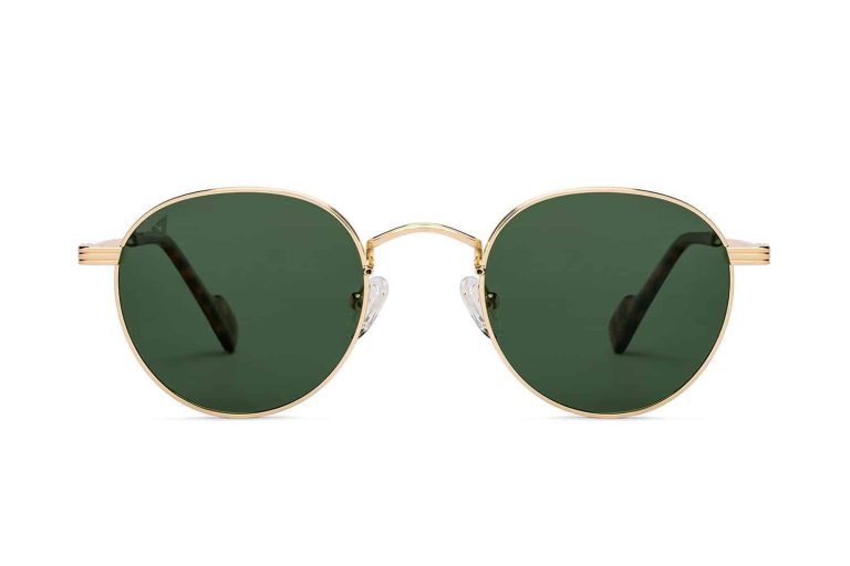 Gold & Green Full Rim Round Sunglasses