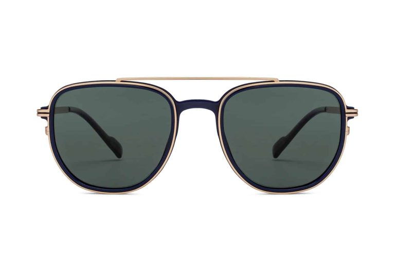 Gold Blue Full Rim Aviator Sunglasses