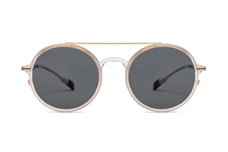 Gold Transparent Full Rim Round Sunglasses