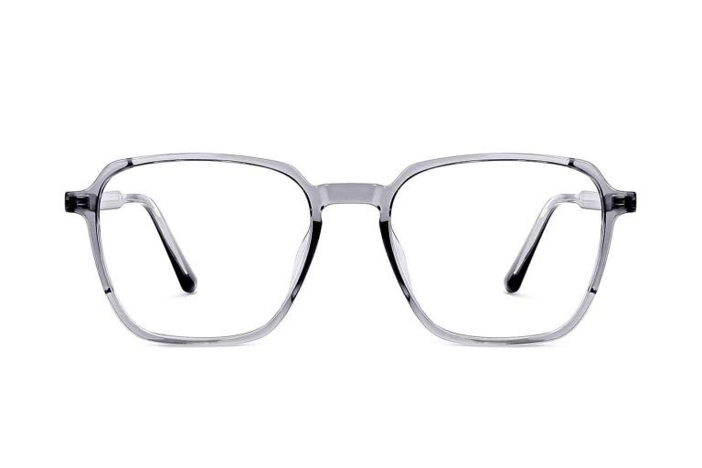 Grey Transparent Full Rim Hexagon Eyeglasses