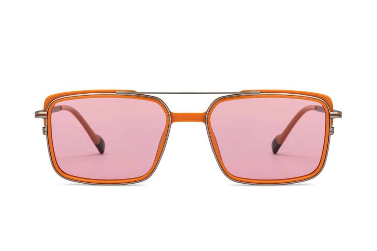 Gunmetal Orange Full Rim Rectangle Square Sunglasses