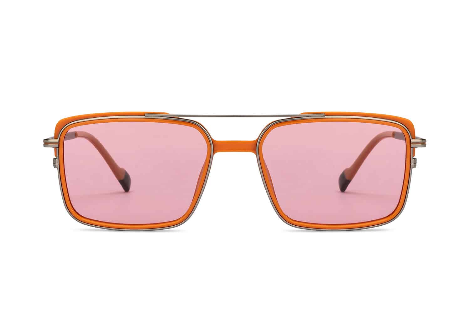 Gunmetal Orange Full Rim Rectangle Square Sunglasses
