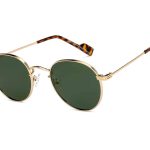 Gold & Green Full Rim Round Sunglasses - Image 2
