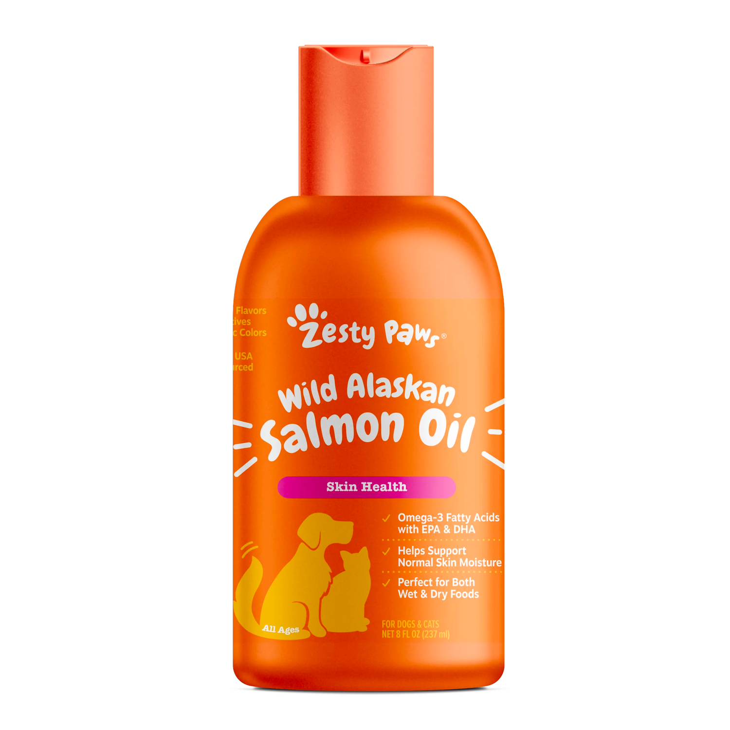 Zesty Paws Pure Wild Alaskan Salmon Oil Liquid Food Supplement for Dogs or Cats, 8 fl oz