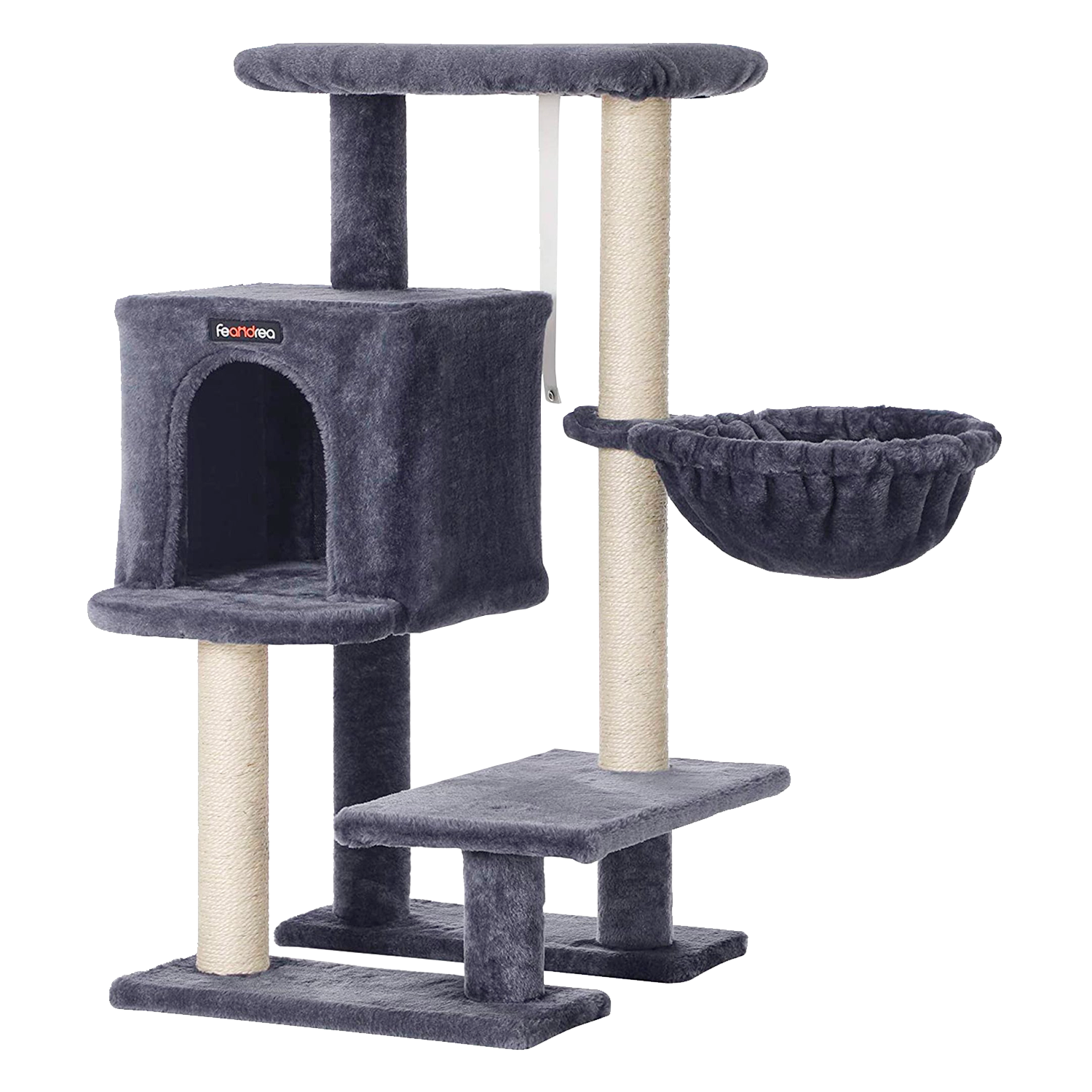 Feandrea Cat Tree, Small Cat Tower, 33.1-Inch Cat Condo with Basket, Cat Cave, Removable Washable Cover for Top Perch, for Small Spaces, Smoky Gray UPCT142G01