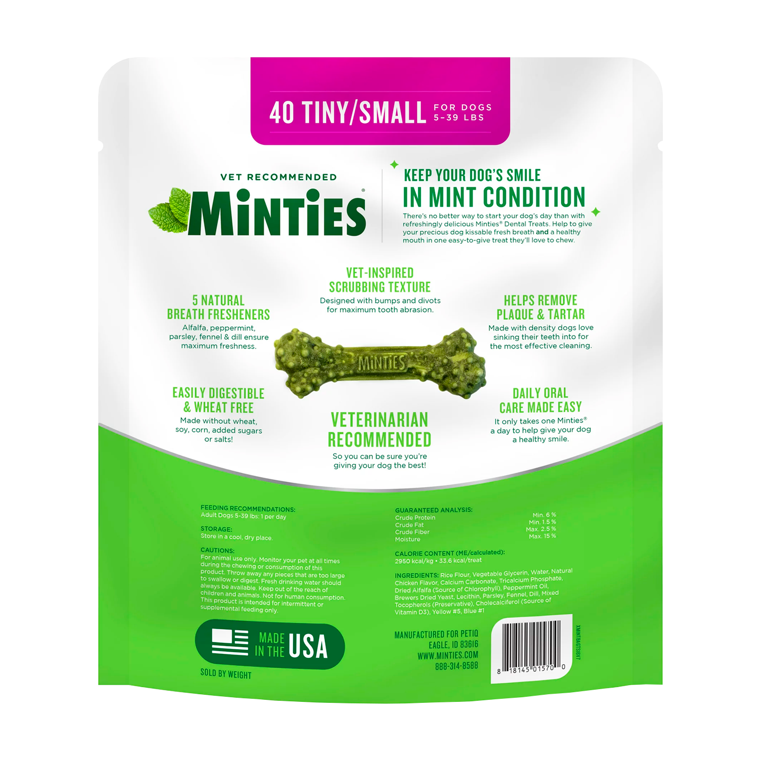 MINTIES Dog Dental Bone Treats, Dental Chews for Tiny_Small Dogs 5-39 lbs, 40 Count - Image 2