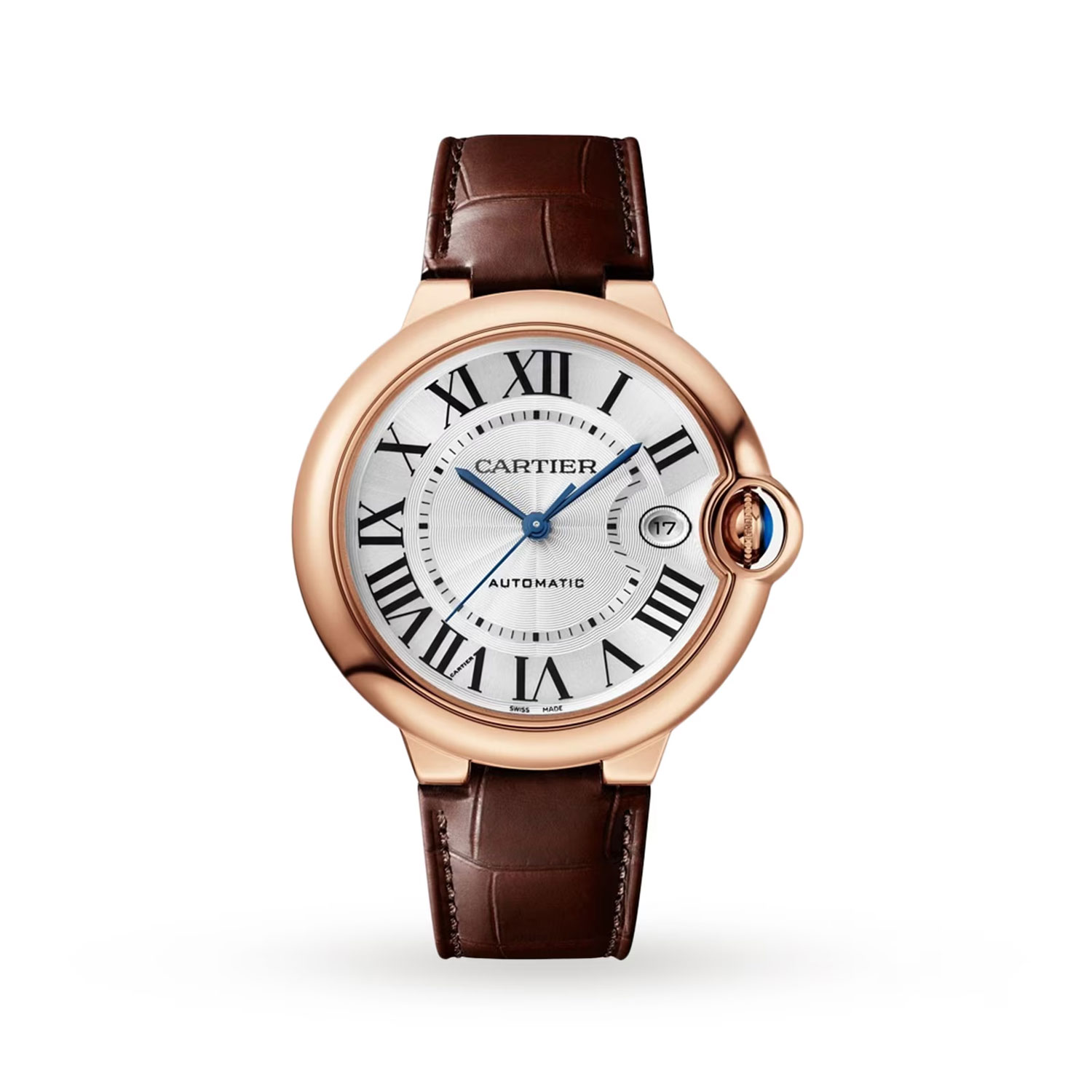 Ballon Bleu De Cartier Watch, 40mm, Automatic Movement, 18k Rose Gold, Leather